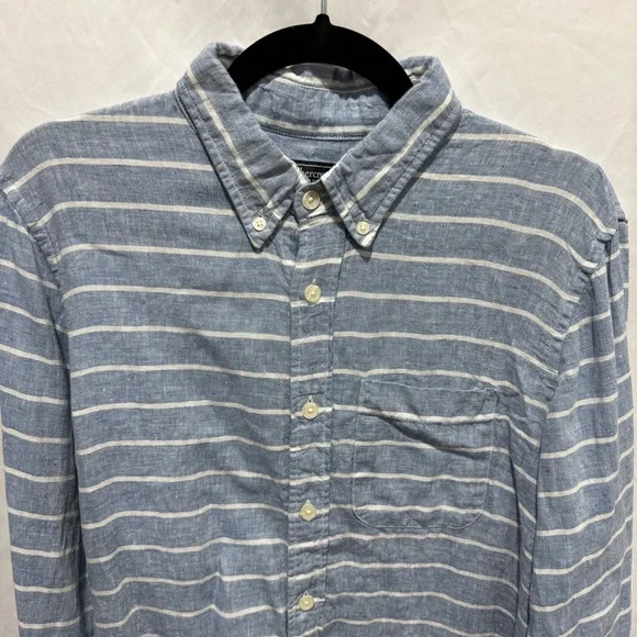 Abercrombie & Fitch Striped Linen Button Down Shirt S Coastal Lightweight Preppy - Picture 3 of 11